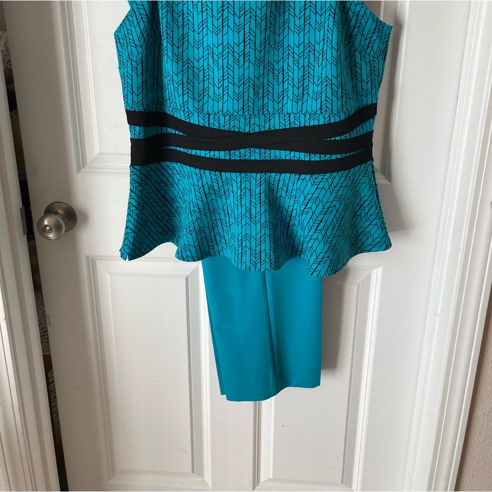 Worthington Black/Green 2 Piece Sets Top Pants Size XL